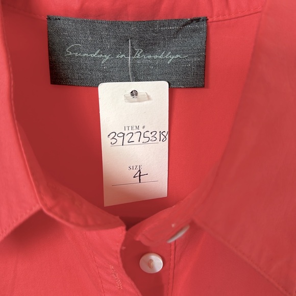 ANTHROPOLOGIE Edina Poplin Dress Coral Sleeveless Fit & Flare Cotton Shirtdress - Picture 6 of 8